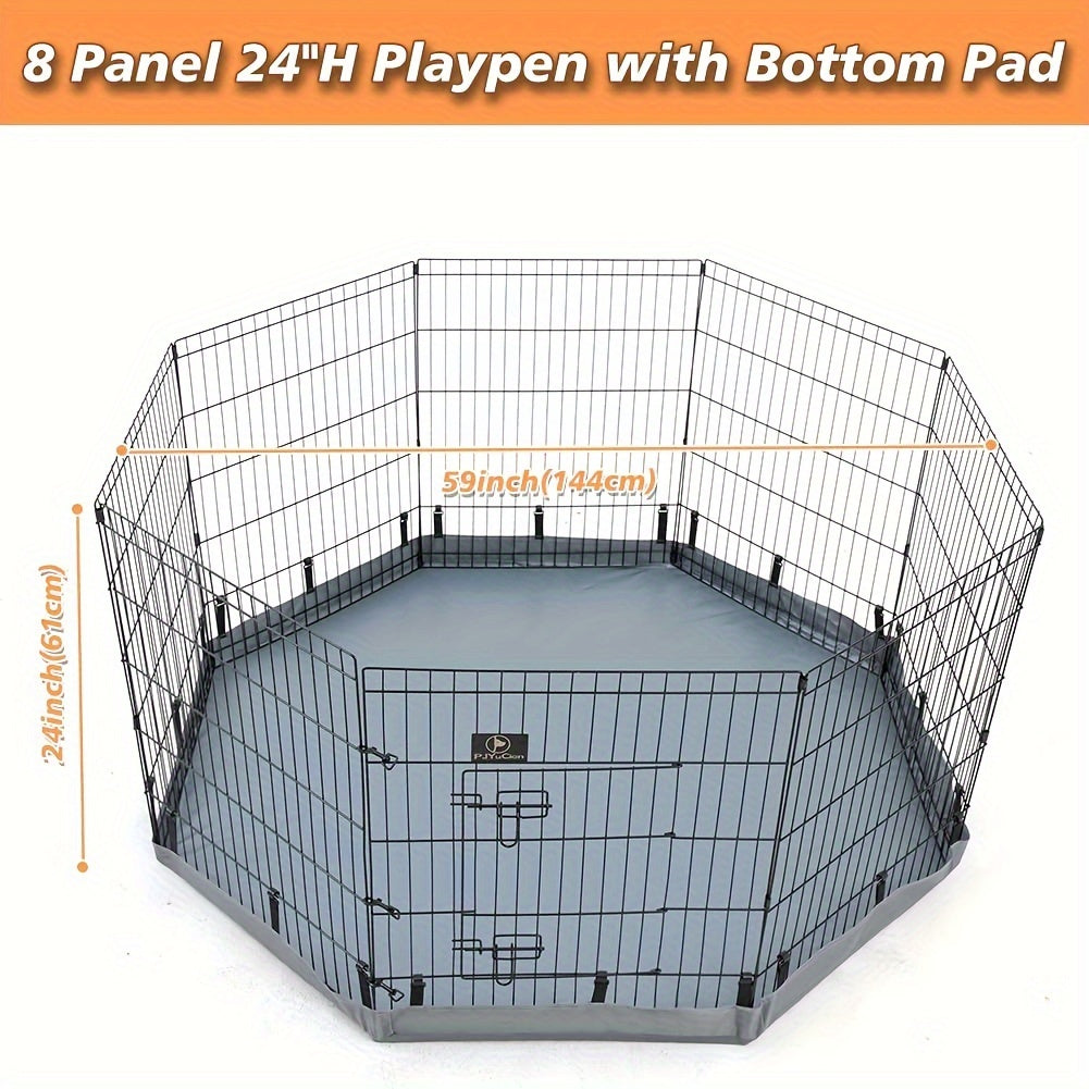 Pjyucien 1 Set Collapsible Exercise Iron Crate Plus Bottom Home Pet Training Crate, Waterproof And Sunproof, Removable And Easy To Clean Dog Crate, Small Animal Kennel Universal, Indoor/outdoor 8