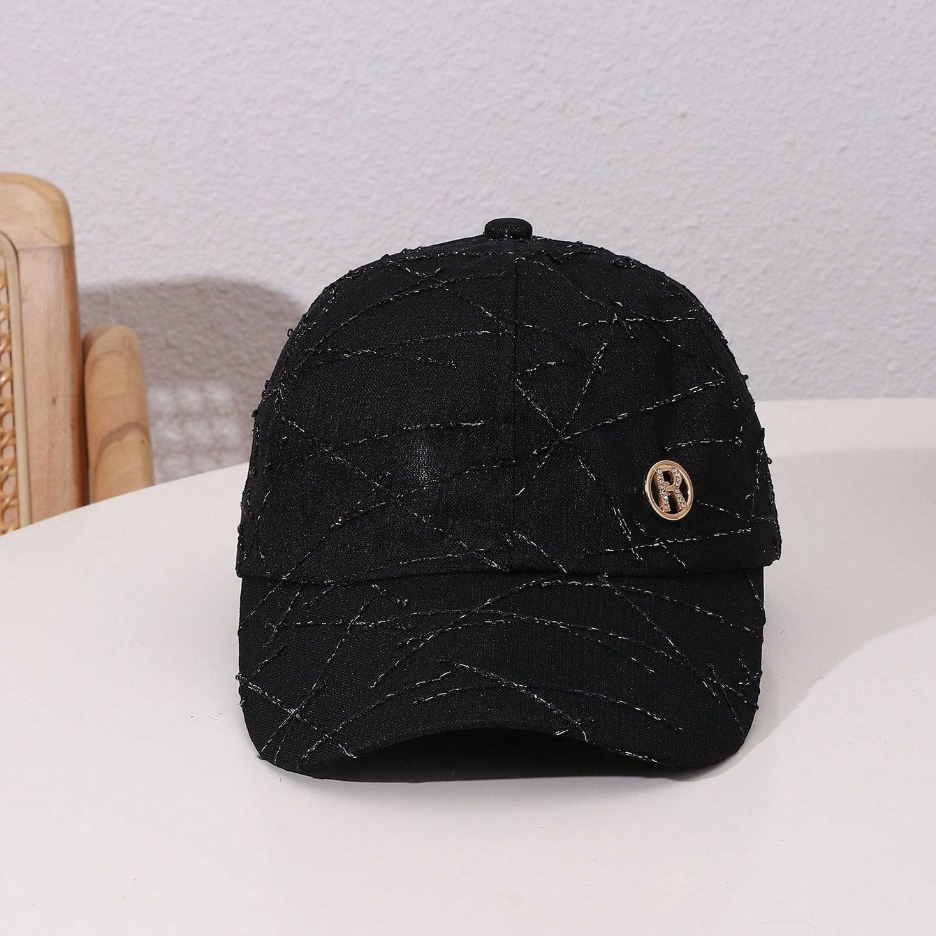 Shiny Rhinestone Mesh Cap for Women