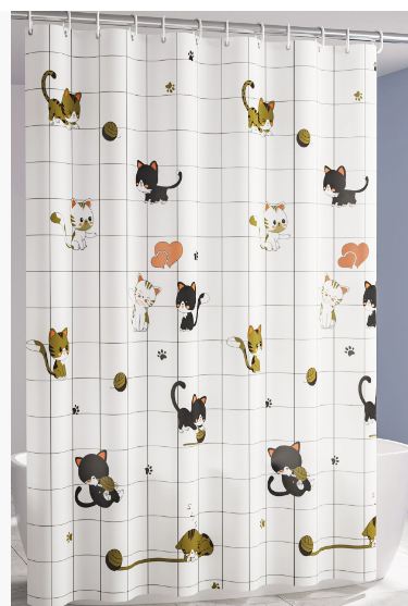 Waterproof Bathroom Partition Shower Curtain with Cat Design
