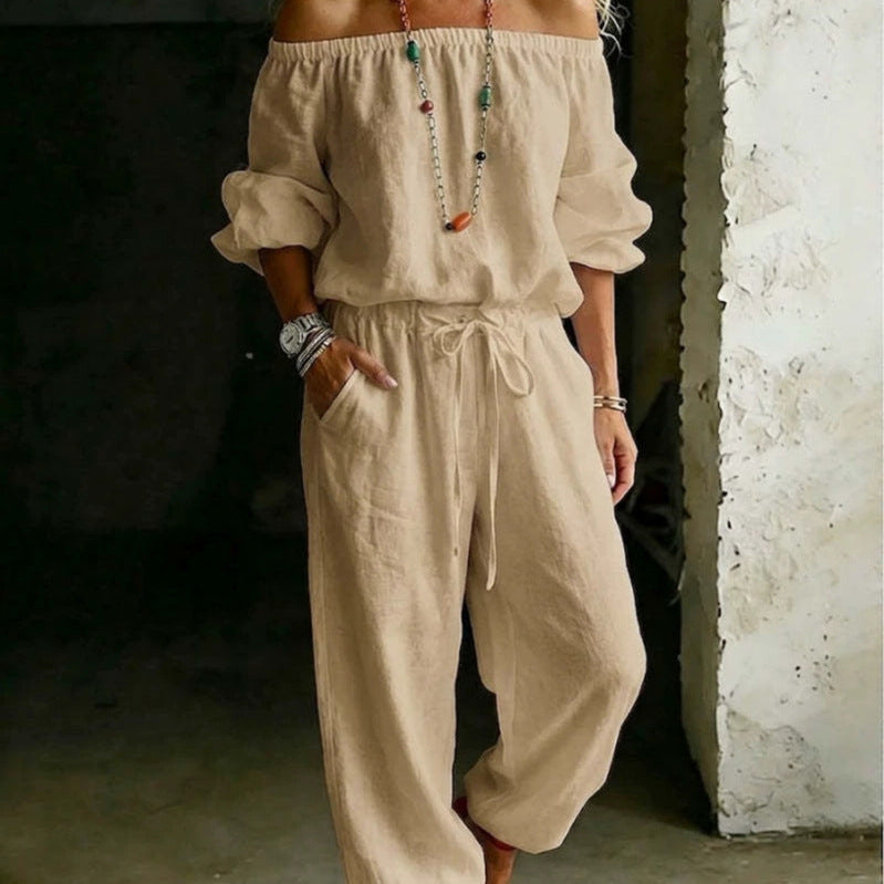 Chic One-Shoulder Top & Jogger Jumpsuit Set