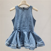 Vintage Acid Wash Denim Peplum Top