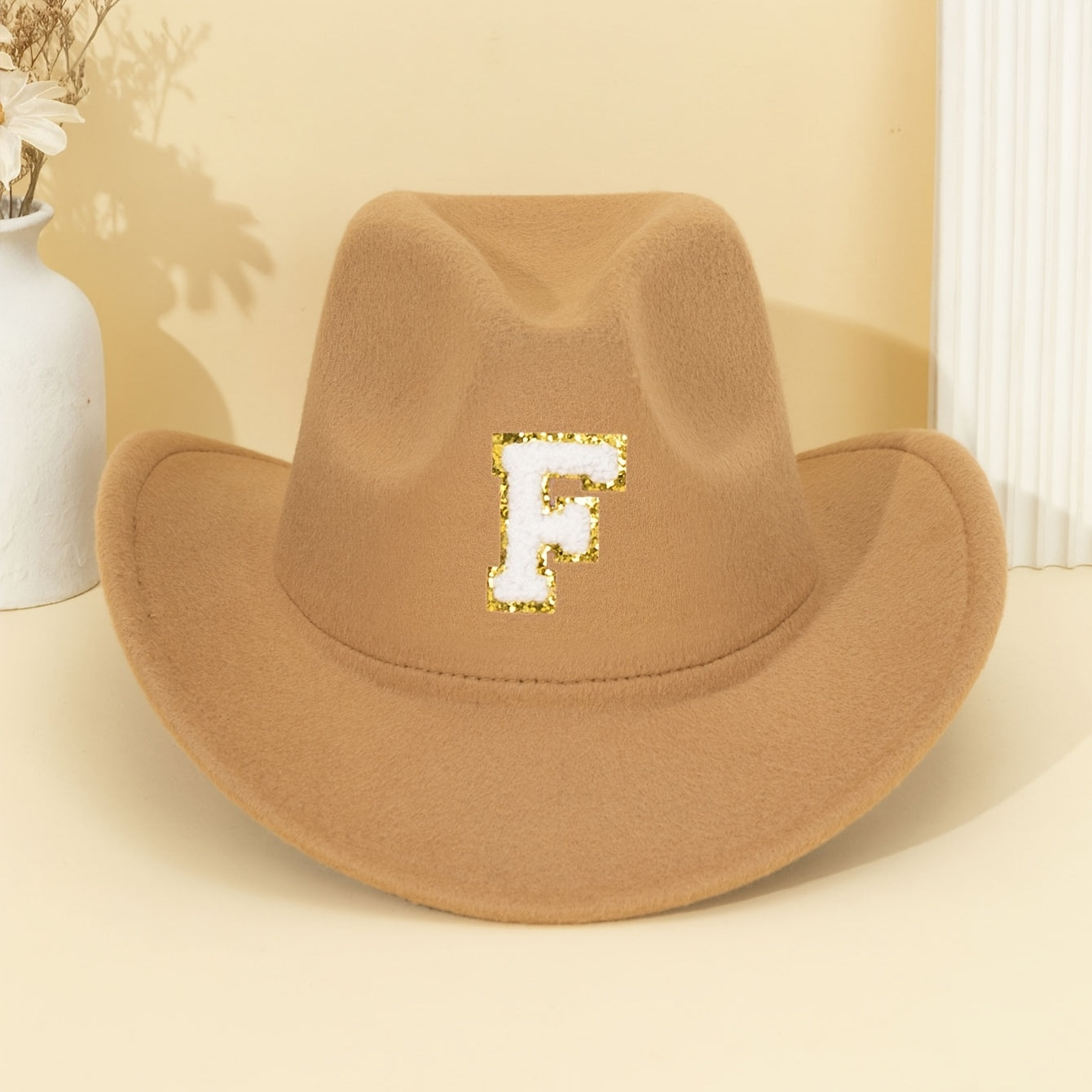 Khaki Alphabet Letter Fedora Hat