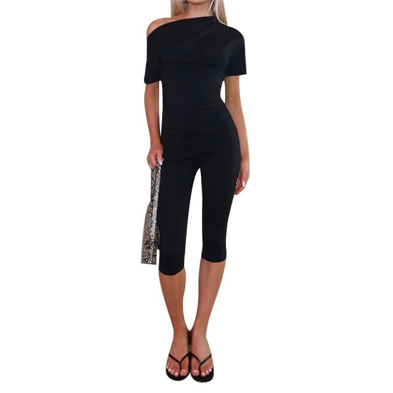 Sexy Off-Shoulder Cropped Jumpsuit for Women