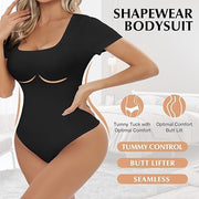 Women's Seamless Square Neck Bodysuit for Tummy Control and Shapewear