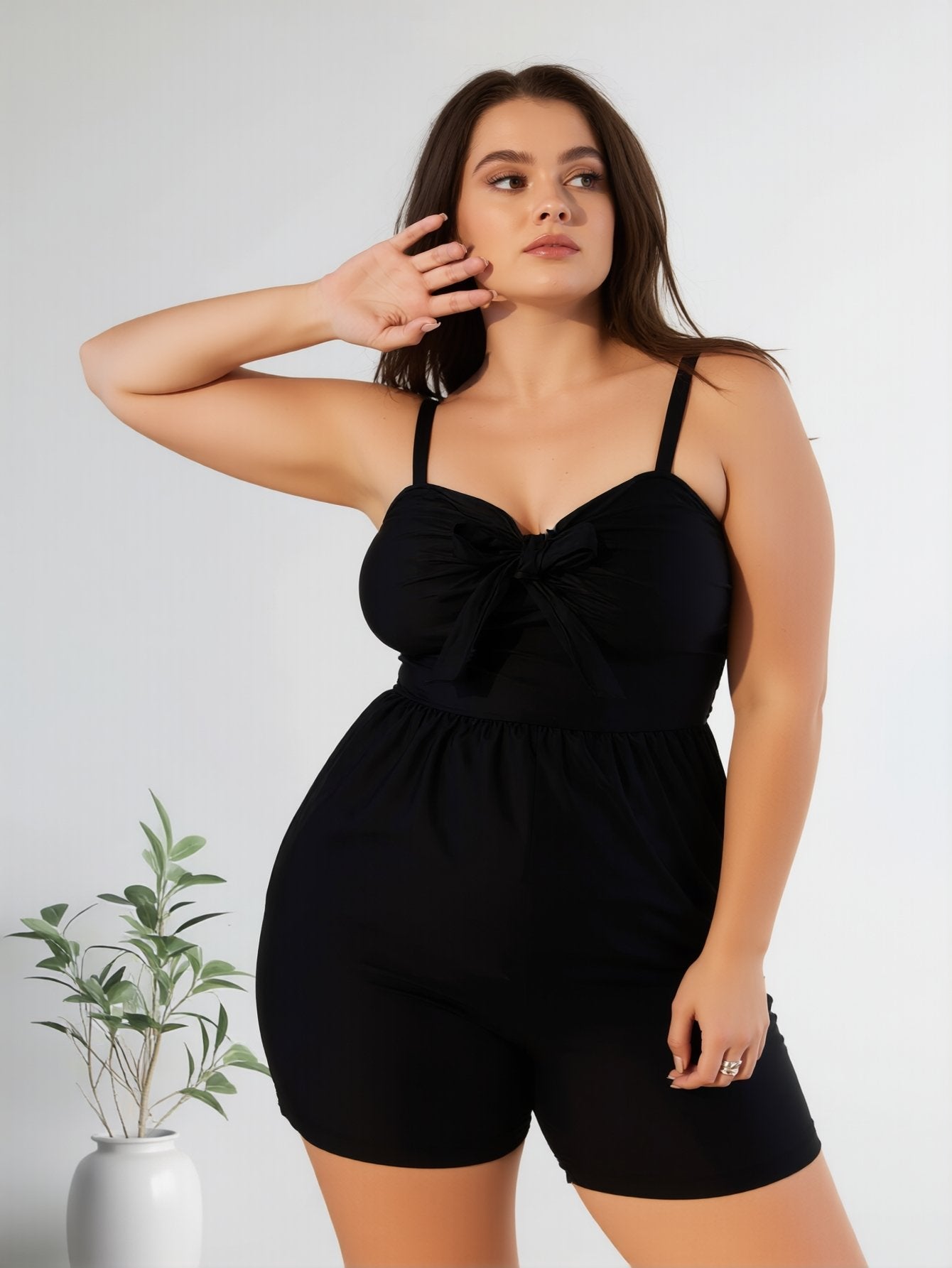 High-Neck Plus Size Beach Tankini Swimsuit