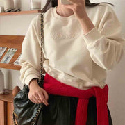 Floral Embroidered Long Sleeve Pullover Hoodie