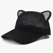 Women's Knitted Baseball Cap With Ear Straps