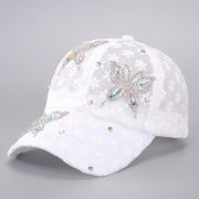Glittering Diamond Butterfly Pattern Baseball Cap