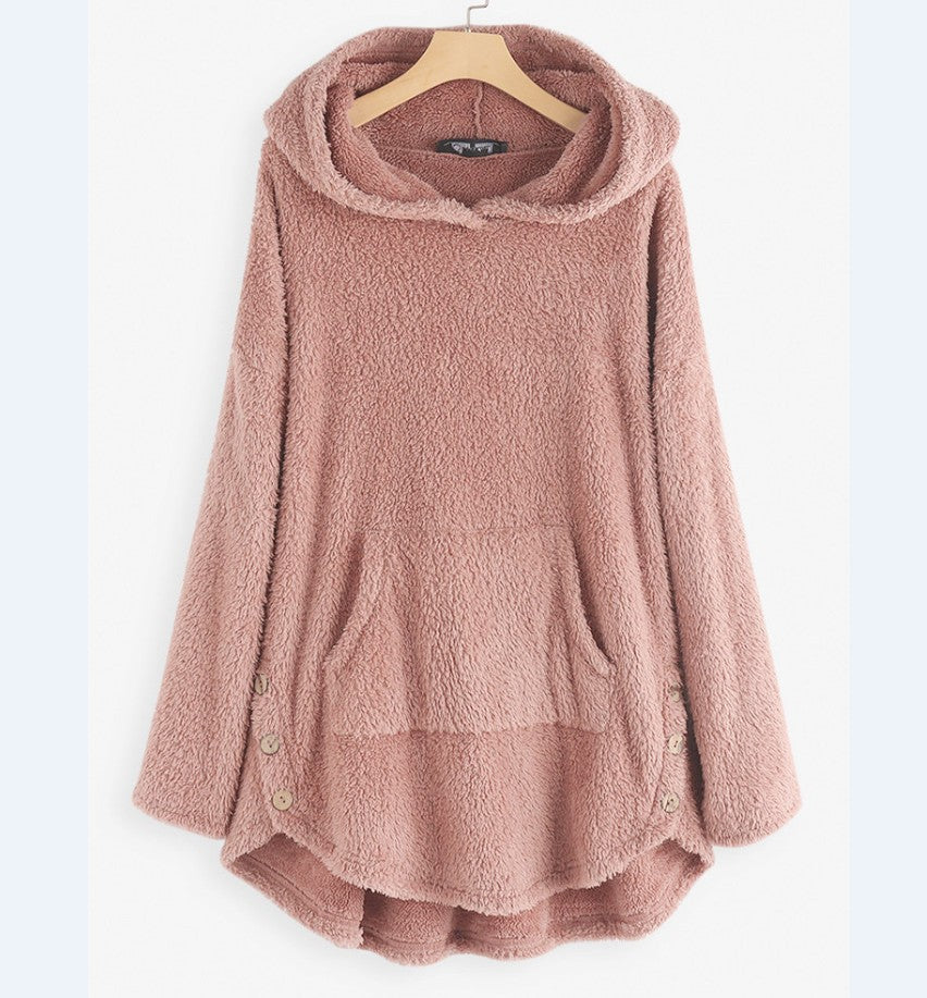 Women's Double-Sided Fleece Hooded Pullover Sweater