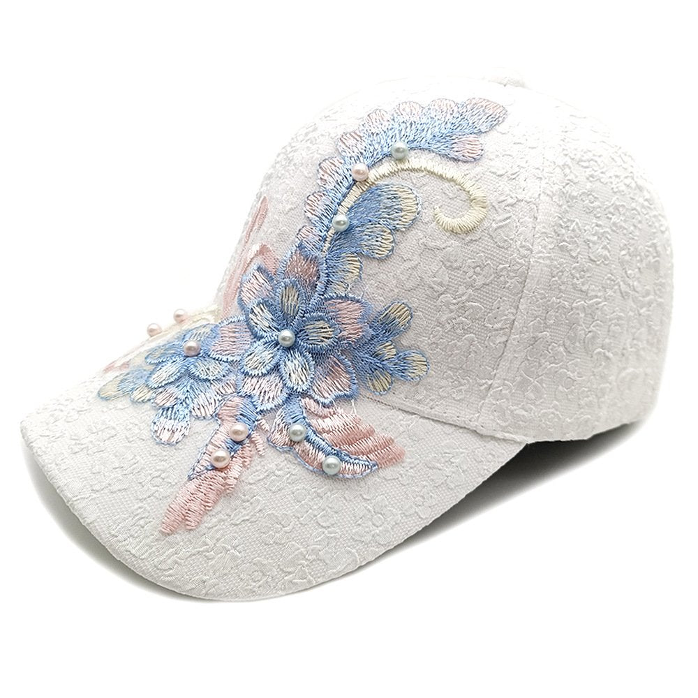 Breathable Floral Embroidery Baseball Cap for Women