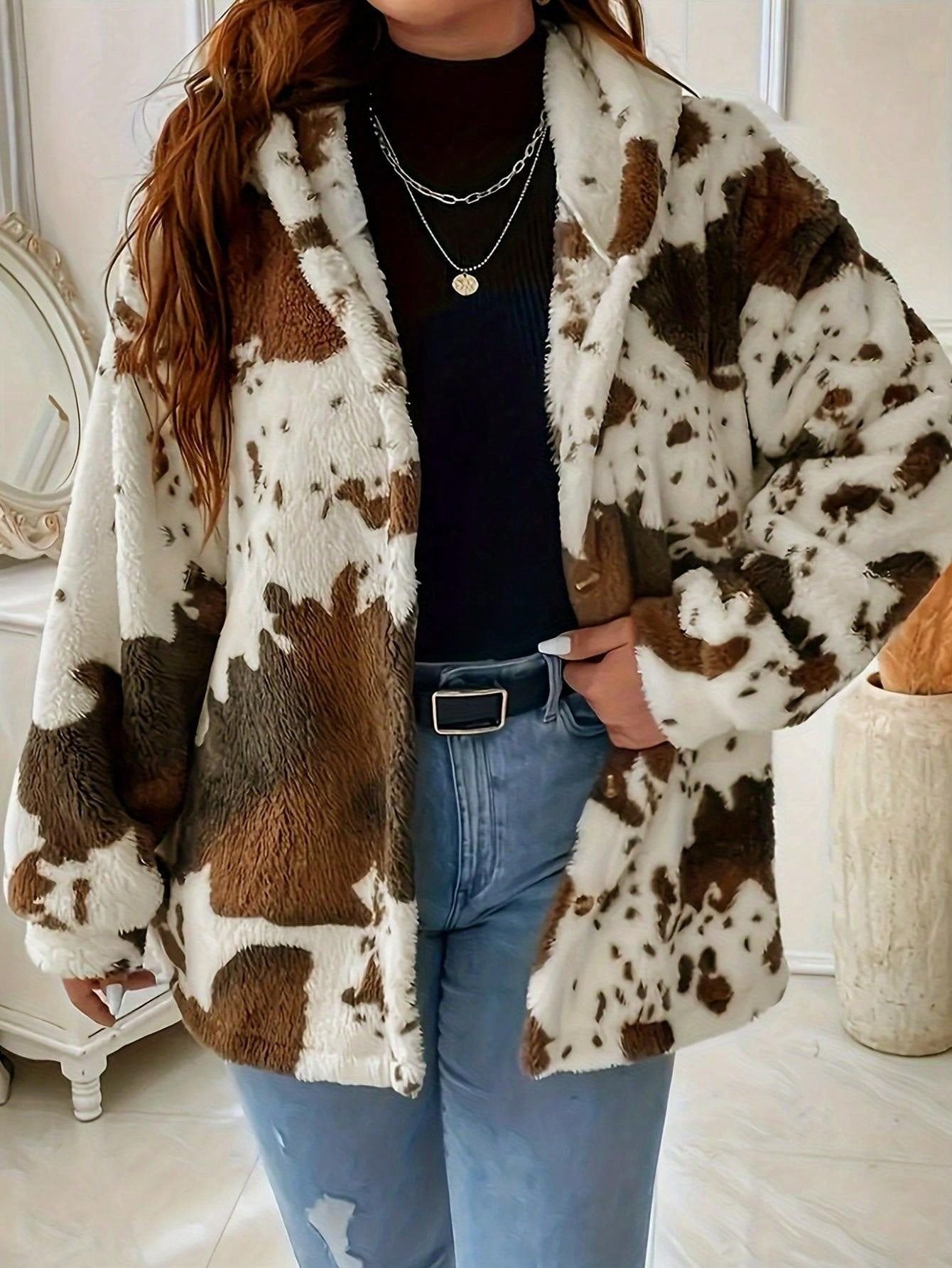 Cozy Cow Print Coat