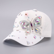 Colorful Butterfly Rhinestone Baseball Cap for Women
