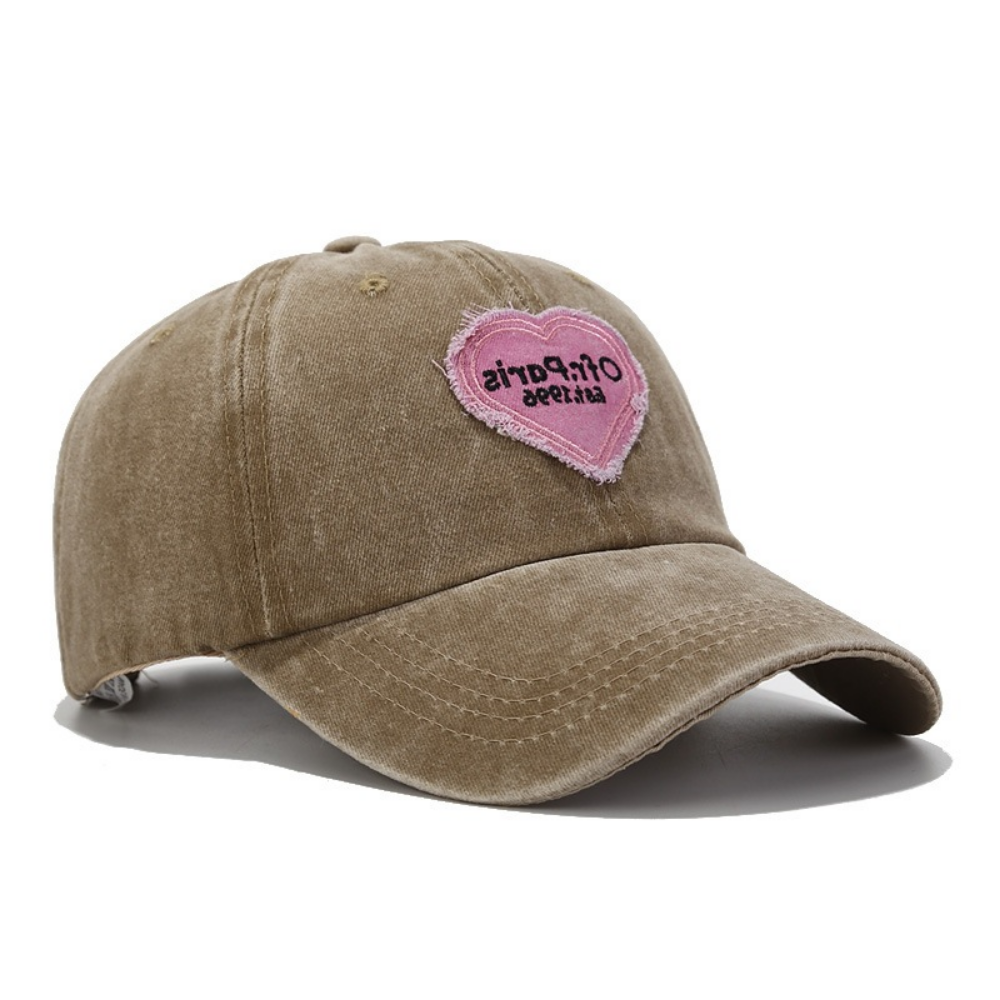 Heart Patterned Embroidered Baseball Cap for Women