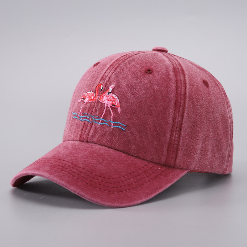 Flamingo Embroidery Baseball Cap for Women - Daily Commute, Outdoor & Beach Wear