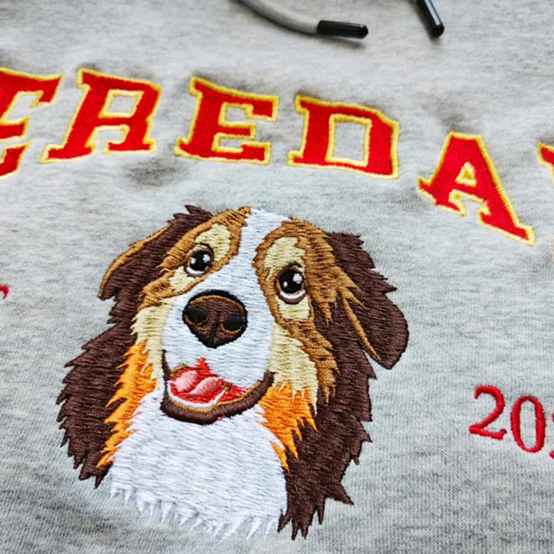 Custom Embroidered Pet Portrait Cozy Hoodie