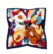 Retro Floral Square Scarf - Lightweight Summer Accessory