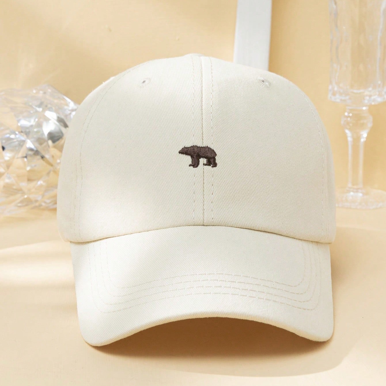 Matching Light Gray Embroidered Baseball Cap for Men & Women