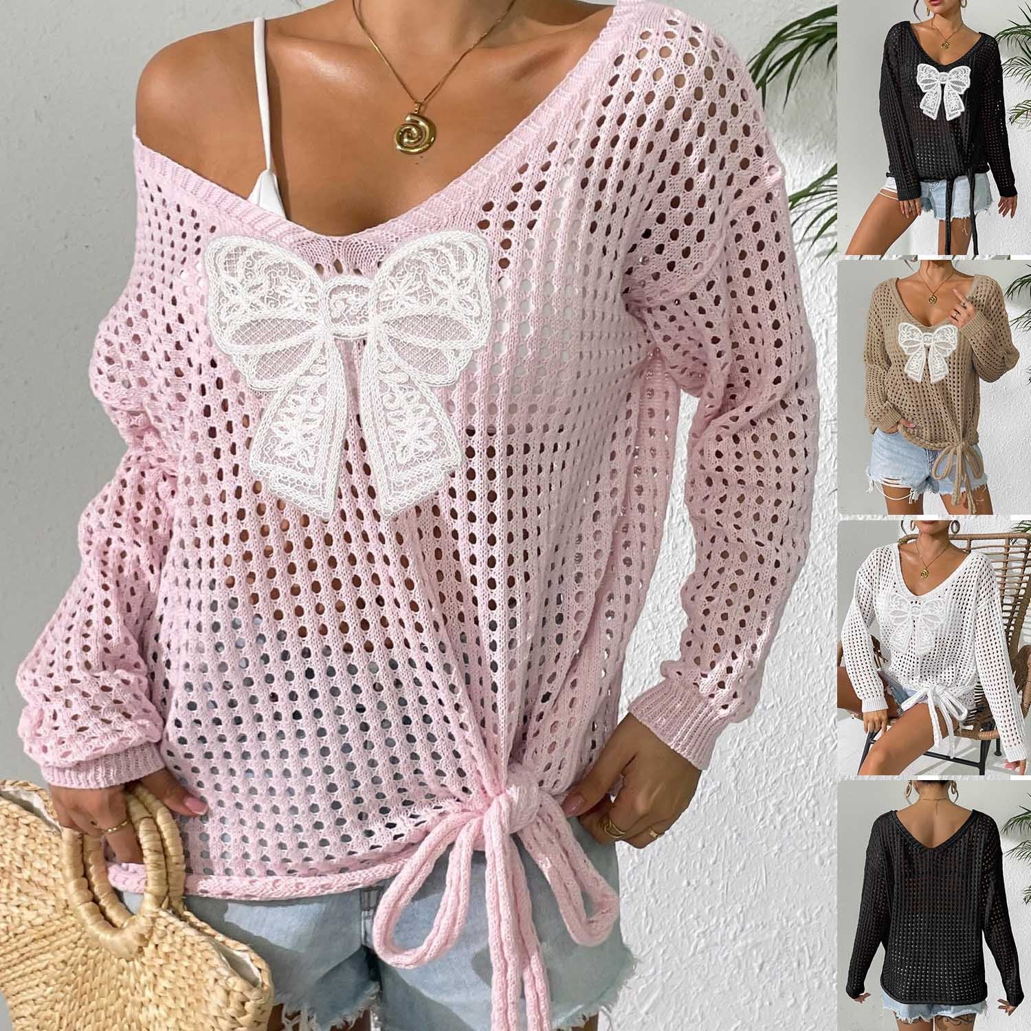 Cozy Long Sleeve Pullover Top with Butterfly Patchwork Detail