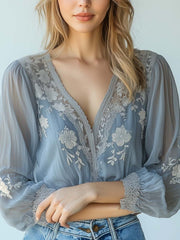 Sheer Boho Lace Blouse