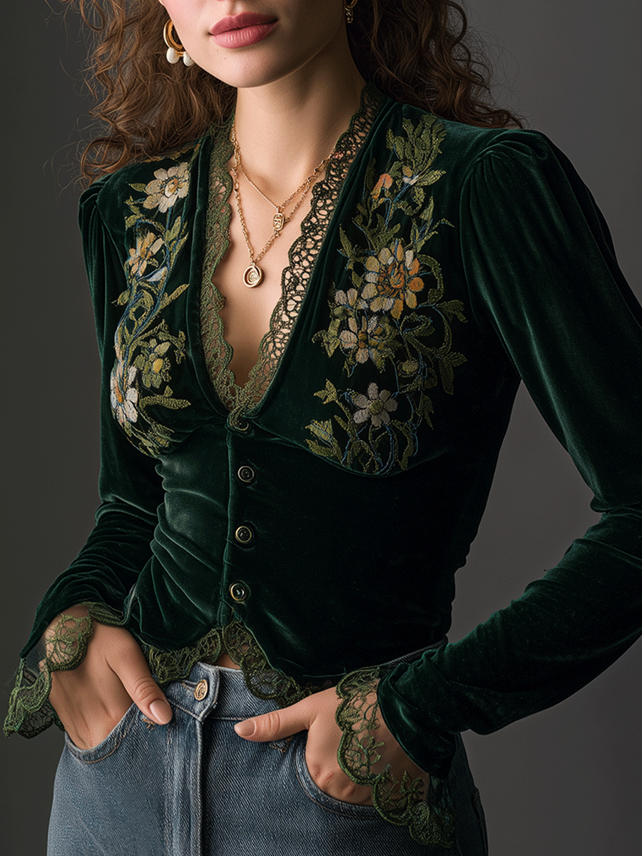 Floral Velvet Blouse