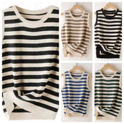 Striped Camisole Vest for Women, Slim Fit, Contrasting Color Inner Top
