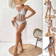Beaded Beach Cover Up Dress, Sheer Mini Tunic for Women