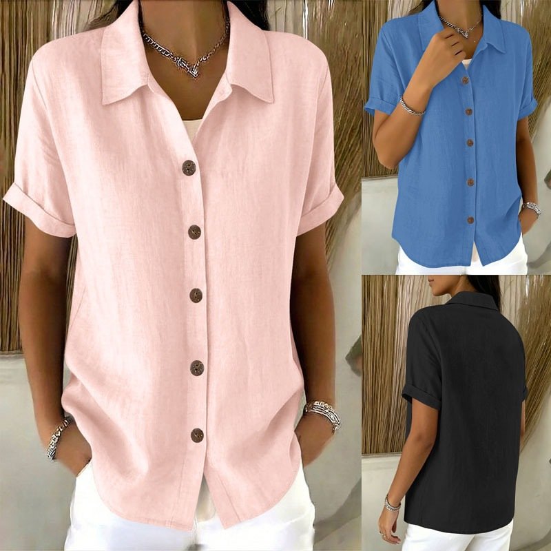 Summer Loose Fit Button Down Blouse
