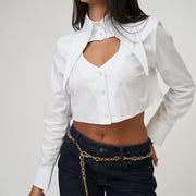 Y2K Heart Cutout Crop Shirt