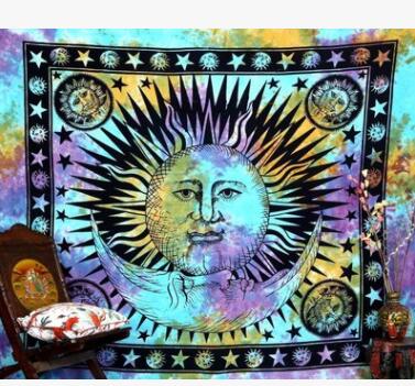 Bedding Outlet Colorful Tapestry Psychedelic Celestial Indian Sun Tapestry Hanging Throw Bohemian Door Curtain 150cm X 165 Cm