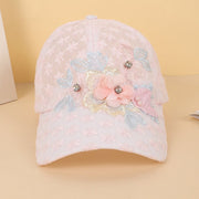 Powder-white Lace Pearl Baseball Cap for Women