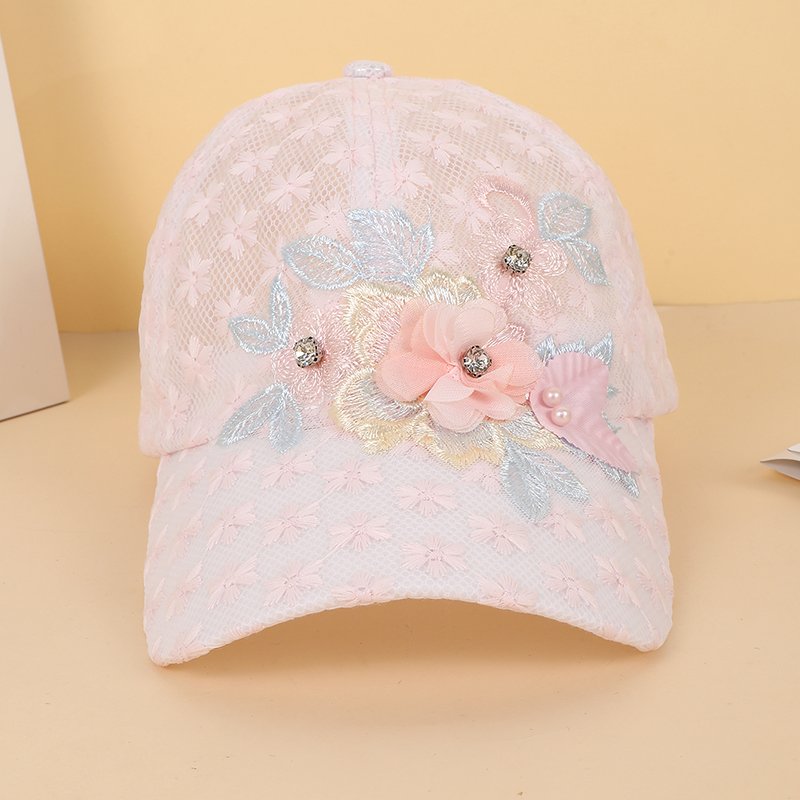 Powder-white Lace Pearl Baseball Cap for Women