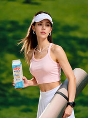 Seamless Yoga Tank Top for Women - Built-in Pads, Sweat Wicking, Cross Strap Sports Underwear