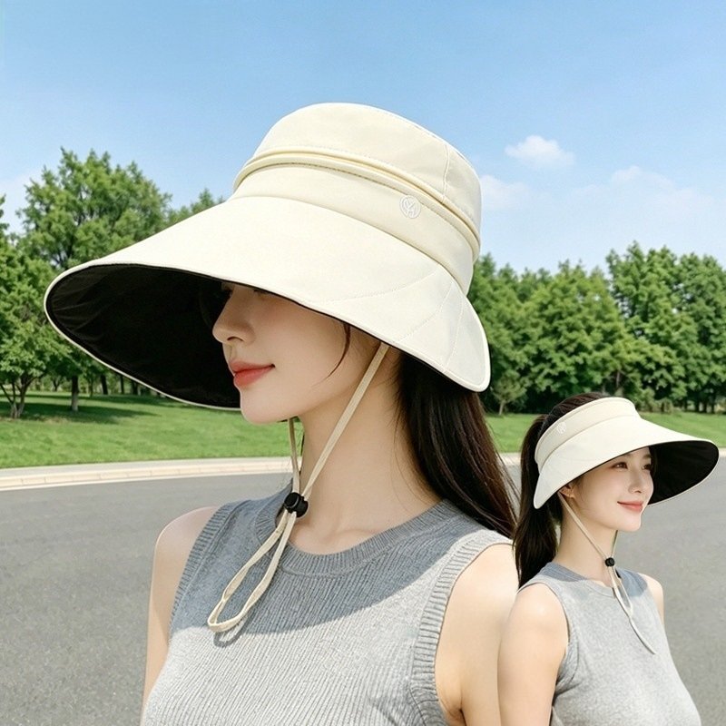 Wide Brim Summer Sun Hat for Women, UV Protection & Windproof