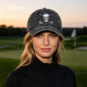 Vintage Golf Skull Baseball Cap - Unisex Washed Cotton