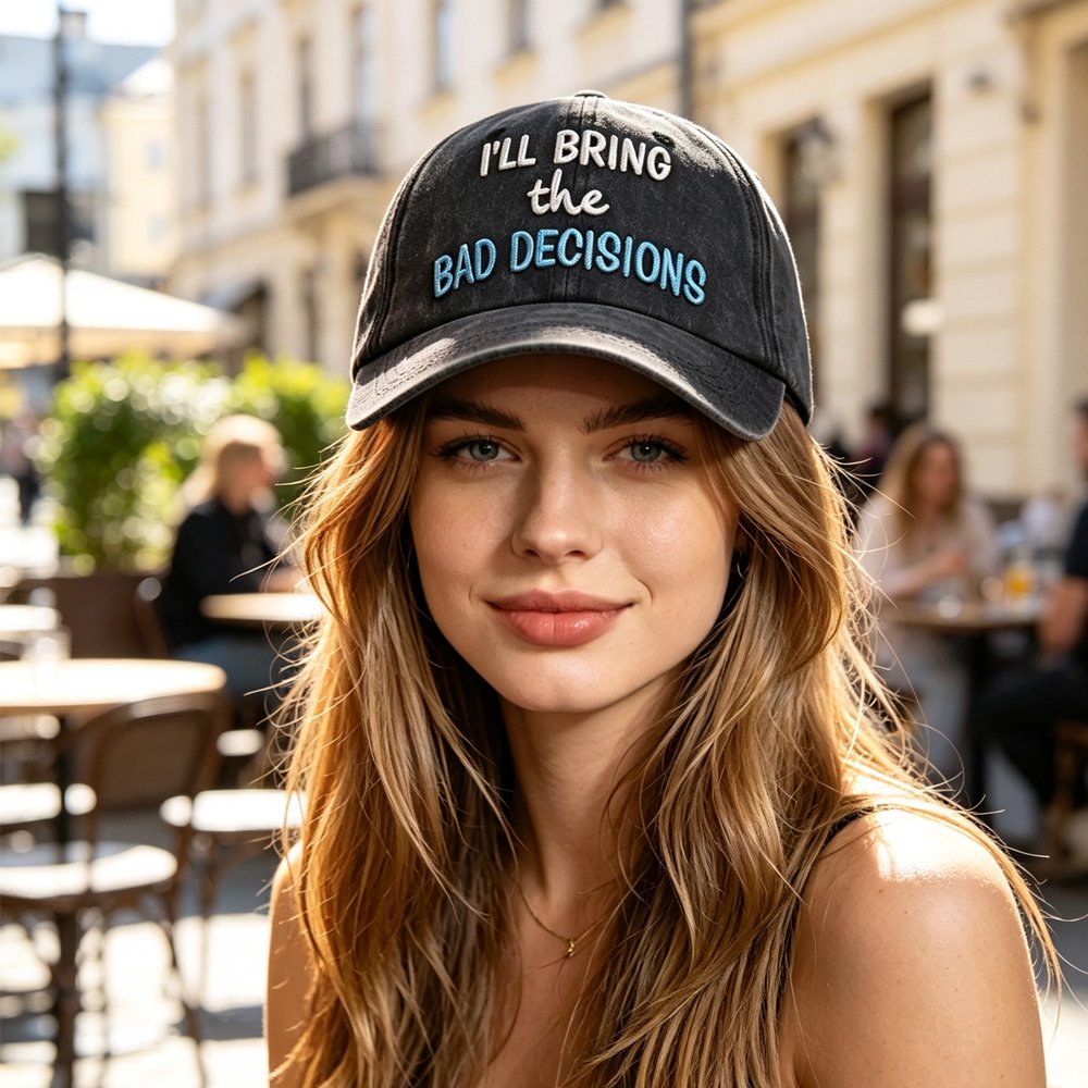 Funny Distressed Baseball Cap - Bad Decision Maker Hat