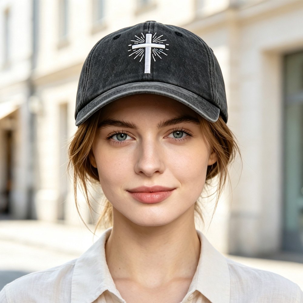 Vintage Cross Embroidered Baseball Cap - 2 Pack