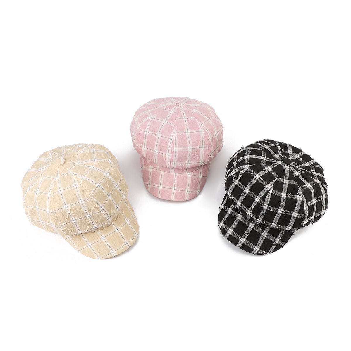 Vintage Checkered Beret Hat - Lightweight & Breathable