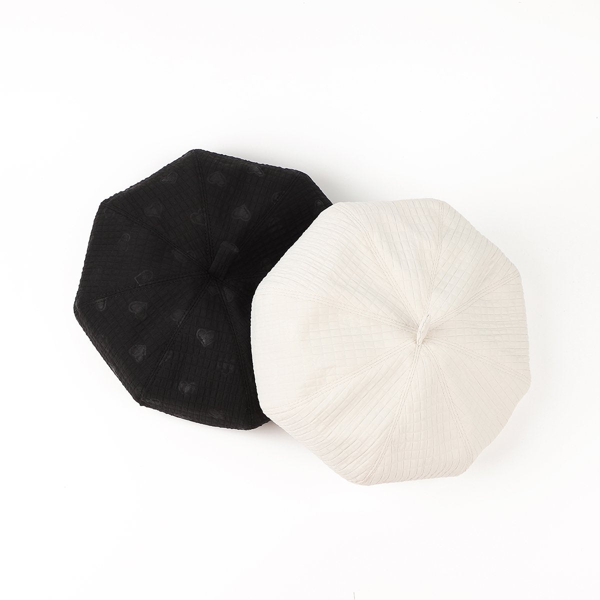 Soft Korean Style Octagonal Baseball Cap - Black & White