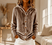 Vintage Velvet Long Sleeve Hoodie for Women