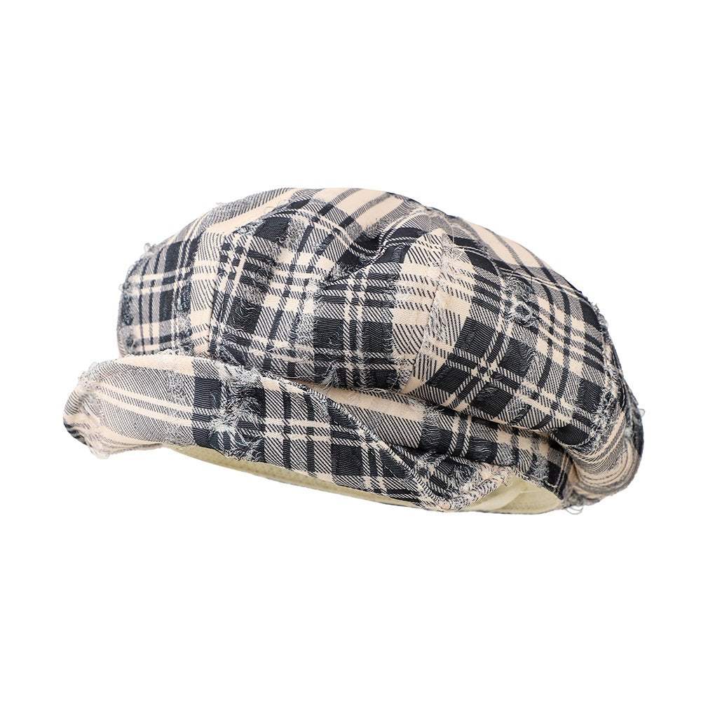 Retro Checkered Newsboy Hat - Antique-Style Soft Brim Fashion Hat