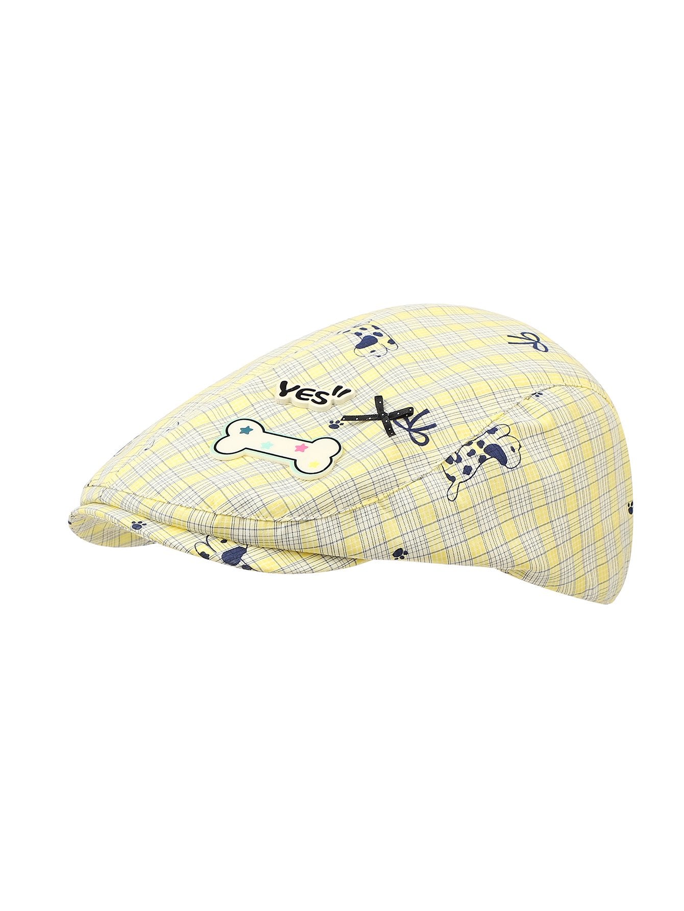 Playful Yellow Checkered Bow Cap - Cute Casual Baseball Hat