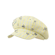 Light Yellow Spotted Puppy Newsboy Hat for Women