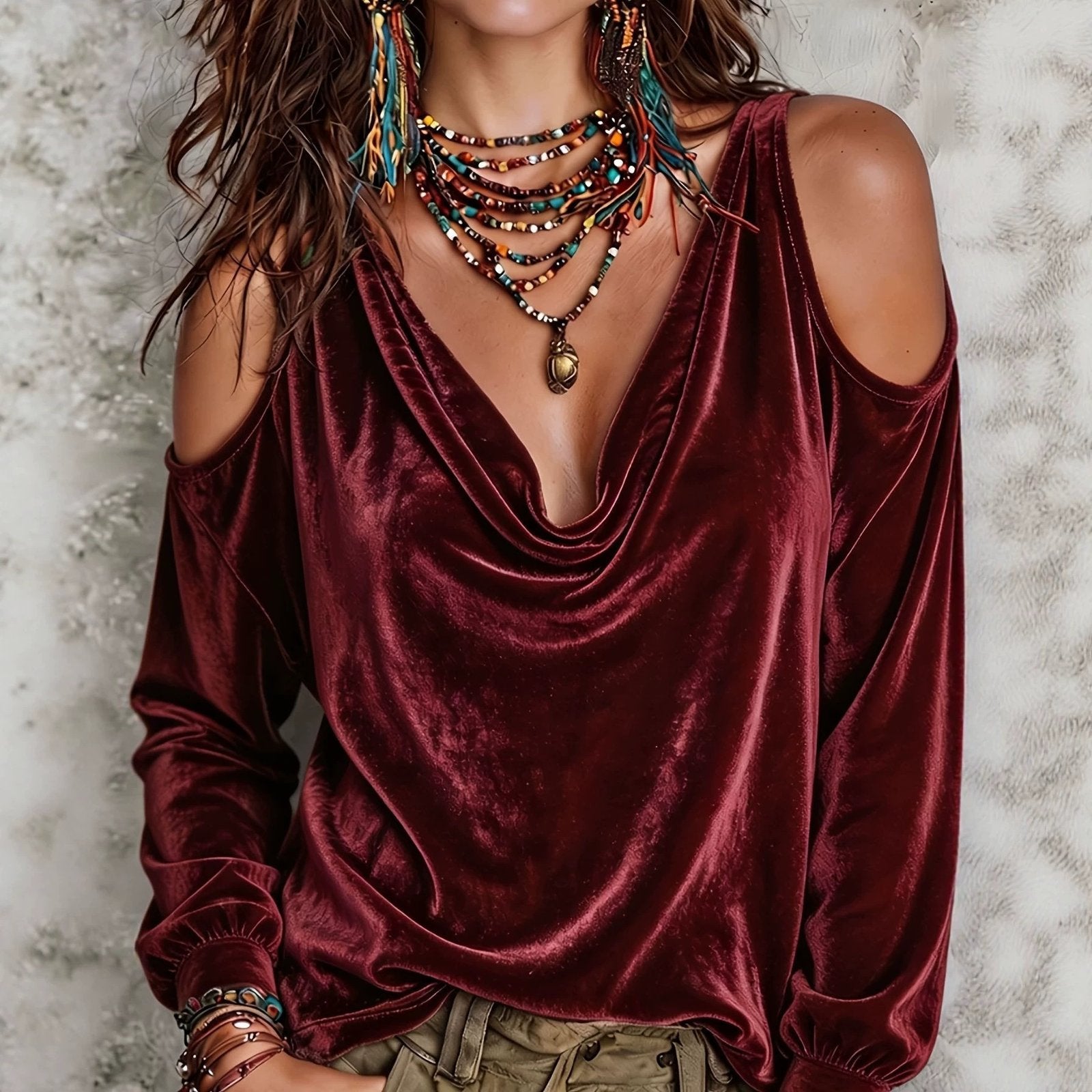 Autumn Velvet Long Sleeve Top for Women