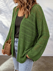 Lightweight Ladies Knit Cardigan with Hollow Out Design