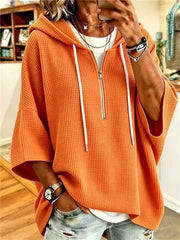 Cozy Women's Fall Knit Hoodie, Half-Zip Cardigan