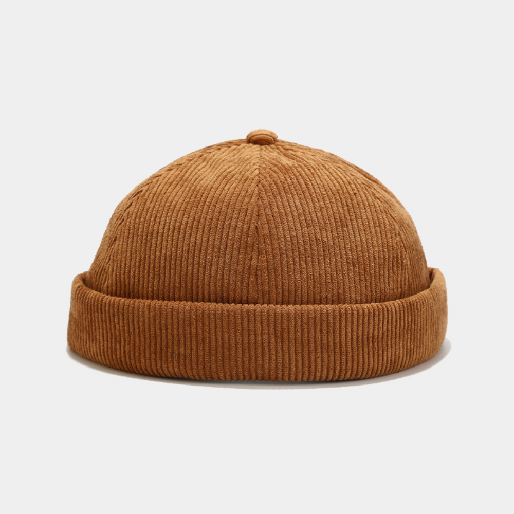 Retro Casual Fedora Hat Corduroy & Leather