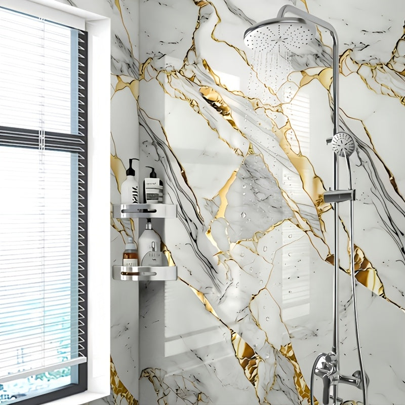 Self-adhesive imitation marble wall stickers for quick room refresh