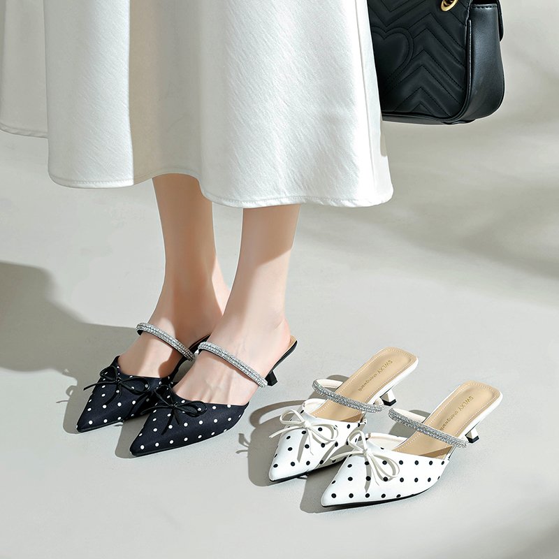 Romantic Polka Dot Kitten Heels