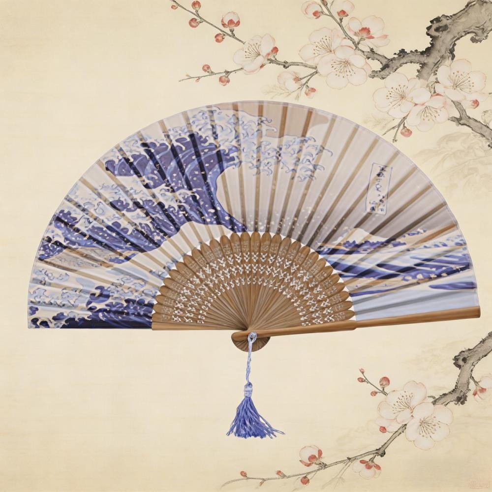 Asian Wave Fan Decor