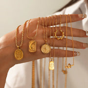 Retro Braided Star Moon Necklace